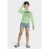 Conjunto Menino BGR Praia e Piscina Camiseta e Sunga Malha Sublimada Verde