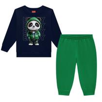 Conjunto Menino Blusa e Calça em Moletom Peluciado Estampa Panda - Kyly