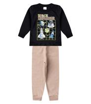 Conjunto Menino Blusa Longa E Calça Select Preto