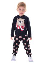 Conjunto Menino Blusa Manga Longa Capuz Preta Urso e Calça Moletom Preta Urso Conjunto Menino Blusa Manga Longa Capuz Preta Urso e Calça Moletom Preta Urso