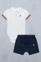 Conjunto Menino Body Bata e Bermuda Moletinho Onda Marinha Conjunto Menino Body Bata e Bermuda Moletinho Onda Marinha