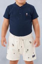 Conjunto Menino Body Bata e Bermuda Moletinho Onda Marinha Conjunto Menino Body Bata e Bermuda Moletinho Onda Marinha