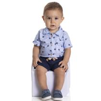 Conjunto menino body gola polo bermuda moletinho serelepe