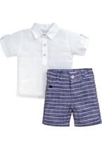 Conjunto Menino Camisa Bermuda Branco Anjos Baby Conjunto Menino Camisa Bermuda Branco Anjos Baby