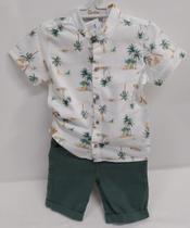 Conjunto Menino Camisa Estampada Bermuda Sarja Paraiso 17086