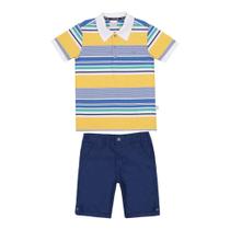 Conjunto Menino Camisa Listrada Bermuda Sarja Paraiso 15563