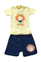 Conjunto Menino Camiseta Amarelo c/ Short Marinho Fome de Leão