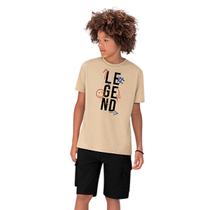 Conjunto Menino Camiseta Amêndoa Legend e Bermuda Cargo Moletom Lemon