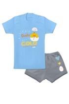 Conjunto Menino Camiseta Azul c/ Short Cinza Quelo - Baby Duck
