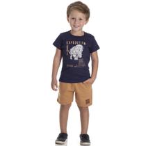 Conjunto menino camiseta bermuda moletinho marinho serelepe