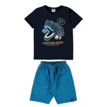 Conjunto menino camiseta bermuda virtual dino marlan