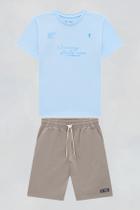 Conjunto Menino Camiseta com Bermuda em Sarja Onda Marinha