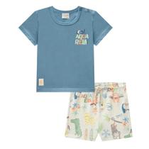 Conjunto Menino Camiseta e Bermuda em Molecotton LucBoo