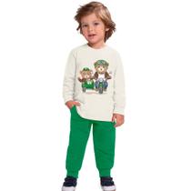 Conjunto Menino Camiseta Manga Longa Algodão e Calça em Moletom sem Felpa - Milon