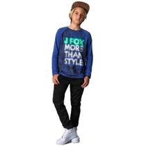 Conjunto Menino Camiseta Manga Longa Azul e Calça Skinny Preta - Johnny Fox