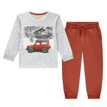 Conjunto Menino Camiseta Manga Longa em Algodão e Calça em Moletom Sem Felpa Mescla White - Milon Conjunto Menino Camiseta Manga Longa em Algodão e Calça em Moletom Sem Felpa Mescla White - Milon