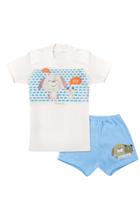 Conjunto Menino Camiseta Marfim c/Short Azul AuAu