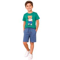 Conjunto Menino Camiseta Urso e Bermuda Molecotton Divertto Conjunto Menino Camiseta Urso e Bermuda Molecotton Divertto