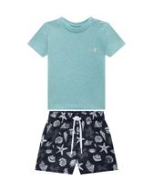 Conjunto Menino Camiseta Verde/Bermuda Tactel Onda Marinha Conjunto Menino Camiseta Verde/Bermuda Tactel Onda Marinha