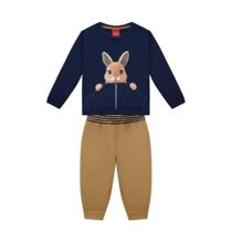 Conjunto Menino Coelho Azul Marinho Kyly