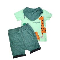 Conjunto Menino com Babador Verde 3 peças