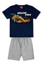 Conjunto Menino com Estampa de Carro Fórmula 1 e Short Kyly