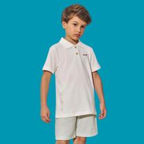 Conjunto Menino Divertto Camisa Polo Off White Bermuda Verde