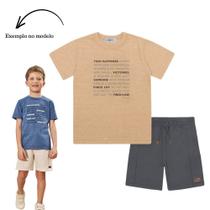 Conjunto Menino Divertto Camiseta Algodão Café Bermuda Cinza Conjunto Menino Divertto Camiseta Algodão Café Bermuda Cinza