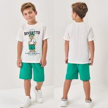 Conjunto Menino Divertto Camiseta Algodão e Bermuda Moletinho Tamanho2CorIgual da foto
