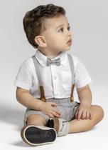 Conjunto Menino Festa Body Bermudas e Suspensório Brandili