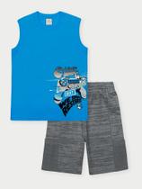 Conjunto Menino Gamer Never Quit Azul Abrange Conjunto Menino Gamer Never Quit Azul Abrange