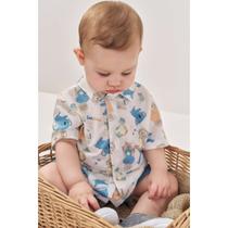 Conjunto Menino Infantil Camisa em Malha Wave e Bermuda em Sarja onix Elastano LucBoo