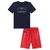 Conjunto Menino Infantil Camiseta Meia Malha e Bermuda em Nylon com Elastano LucBoo