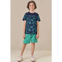 Conjunto Menino Infantil Camiseta Meia Malha e Bermuda Nylon Tecnospan com Elastano- LucBoo