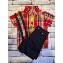 Conjunto Menino Infantil Junina Xadrez rf07 + Gravata+ Bermuda Conjunto Menino Infantil Junina Xadrez rf07 + Gravata+ Bermuda