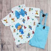 Conjunto Menino Infantil Linha Premium Pocoyo +Bermuda Azul Conjunto Menino Infantil Linha Premium Pocoyo +Bermuda Azul
