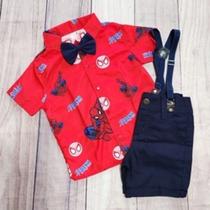 Conjunto Menino Infantil Linha Premium Temático Homem Aranha Vermelho + Bermuda Conjunto Menino Infantil Linha Premium Temático Homem Aranha Vermelho + Bermuda