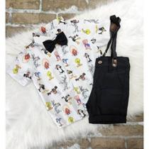Conjunto Menino Infantil Linha Premium Temático Looney Tunes Adulto +Bermuda Conjunto Menino Infantil Linha Premium Temático Looney Tunes Adulto +Bermuda