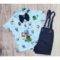 Conjunto Menino Infantil Linha Premium Vingadores Baby +Bermuda