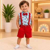 Conjunto Menino Infantil Luxo Patrulha Canina Camisa Regata Bermuda Vermelha - aurea Conjunto Menino Infantil Luxo Patrulha Canina Camisa Regata Bermuda Vermelha - aurea