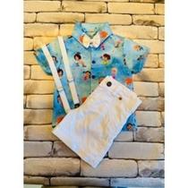 Conjunto Menino Infantil Luxo Temático Cleo e Cuquin +Bermuda Conjunto Menino Infantil Luxo Temático Cleo e Cuquin +Bermuda