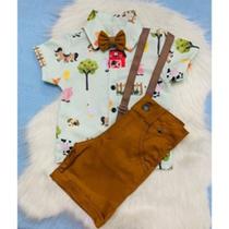 Conjunto Menino Infantil Luxo Temático Fazendinha +Bermuda Caramelo Conjunto Menino Infantil Luxo Temático Fazendinha +Bermuda Caramelo