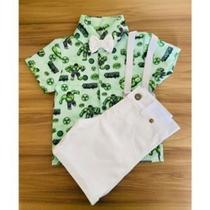 Conjunto Menino Infantil Luxo Temático Hulk + Bermuda Conjunto Menino Infantil Luxo Temático Hulk + Bermuda