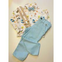 Conjunto Menino Infantil Luxo Temático Looney Tunes Baby +Calça Azul