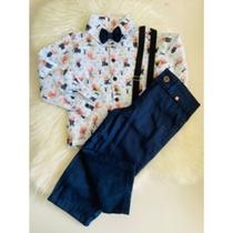 Conjunto Menino Infantil Luxo Temático O Poderoso Chefinho +Calça Azul Marinho
