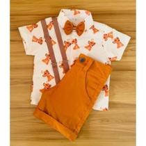 Conjunto Menino Infantil Luxo Temático Rei Leão Simba +Bermuda Caramelo Conjunto Menino Infantil Luxo Temático Rei Leão Simba +Bermuda Caramelo