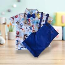 Conjunto Menino Infantil Luxo Temático Sonic +Bermuda Azul