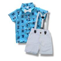 Conjunto Menino Infantil Luxo Temático Stitch + Bermuda
