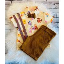 Conjunto Menino Infantil Luxo Temático Ursinho Pooh +Bermuda Conjunto Menino Infantil Luxo Temático Ursinho Pooh +Bermuda