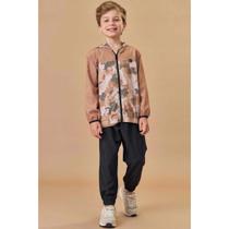 Conjunto Menino Jaqueta Corta Vento e Calça Jogger em Nylon Ergonomic com Elastano MARROM LucBoo